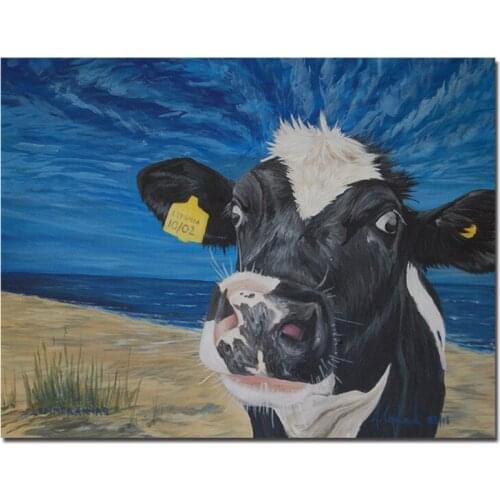 Nordic Animal Posters and Prints Oil Painting Abstract Cow Canvas Painting Wall Art Pictures for Living Room Cuadros Home Decor