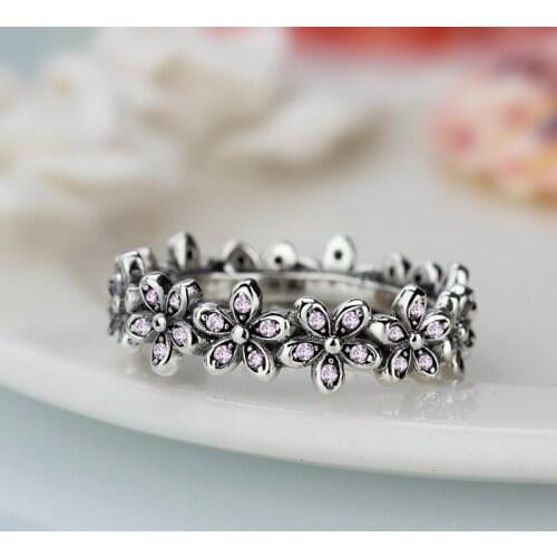 New Arrival Dazzling Daisy Genuine compatible Silver Color Brand Ring For Women Wedding Jewelry Accessories Gift