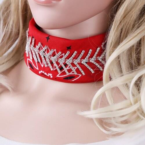 Exaggerated super flash full of drill scarf choker necklace chain clasp short necklace