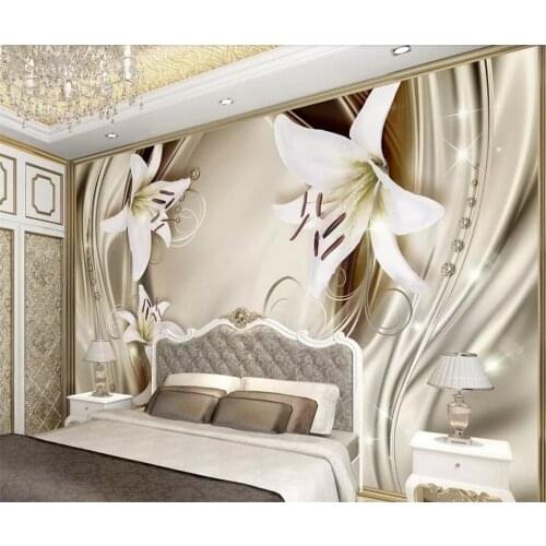 Beibehang Custom Photo Wallpaper Mural House Decorative Gold 3d Stereo Lily Silk Pattern Background Wall Living Room Wallpaper