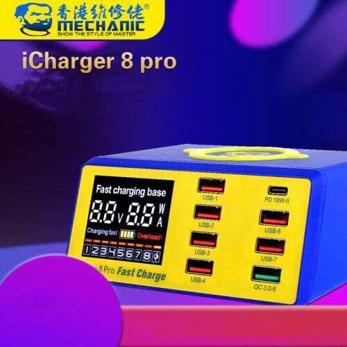 MECHANIC USB 8 Pro Port Smart Charge Support QC 3.0 Wireless Charging With LCD Display For Mobile Phone Repair Tools
