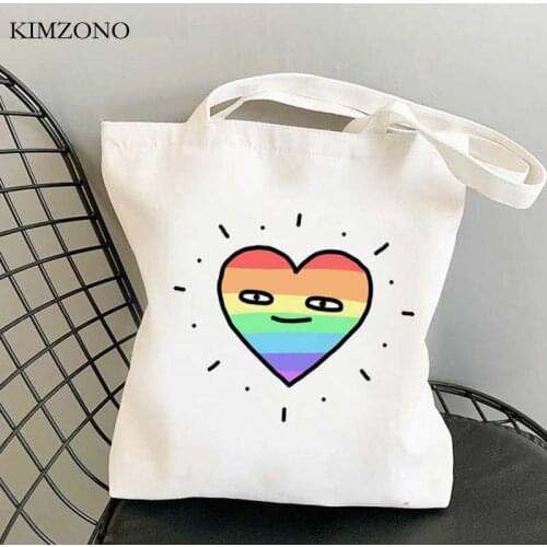 Lgbt Pride Rainbow shopping bag bolsa canvas reusable bolso shopping jute bag bag string jute sac toile