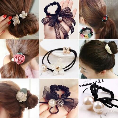 Korean fashion women girls elastic hair rubber bands ties headwear ring rope accessories for women scrunchie ornaments wholesale