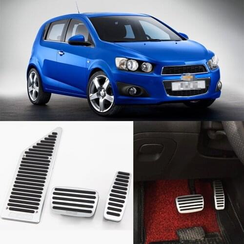 Savanini Brand New 3pcs Aluminium Non Slip Foot Rest Fuel Gas Brake Pedal Cover For Chevrolet Aveo AT