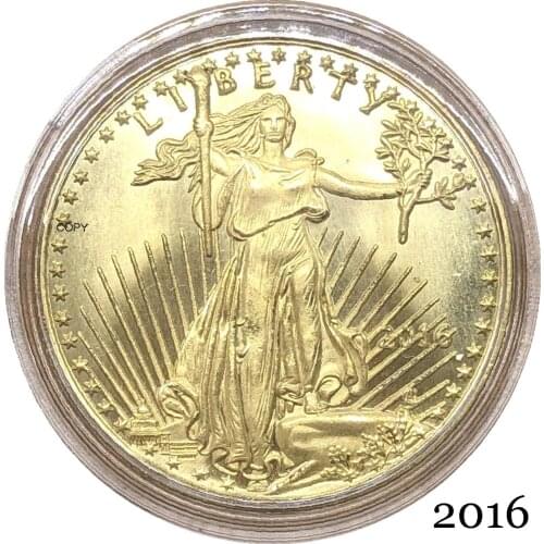 United States Of America Eagle Gold BUllion Brass Metal coins $25 Half Ounce 25 Dollars 2016 Liberty In God We Trust Copy Coin