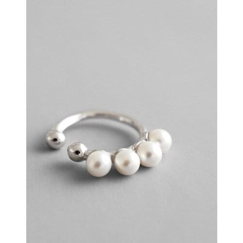 ONLY 1PC 100% real. Authentic 925 Sterling silver Shell Pearl round &ball Ball Clip Earrings (No pierced) Fine jEWELRY TLE622