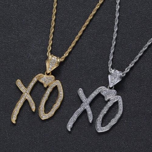 Cross-border hot-selling alloy hip-hop fashion personality necklace XO letter pendant jewelry factory direct sales