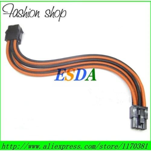 Heatshrinkless Sleeved Black & Orange 6 Pin PCIe PCI-E GPU Power Extension Cable - 30CM (12")