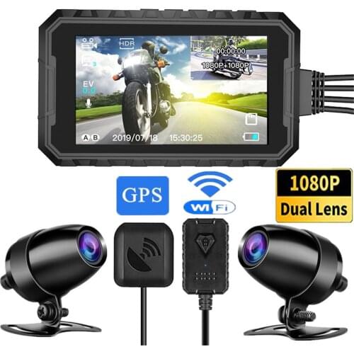 3" Motorcycle Recorder AHD 1080P Dual Lens Video Recorder GPS WIFI Sprint Cam Motorcycle Bike Camera HD Night Vision Waterproof