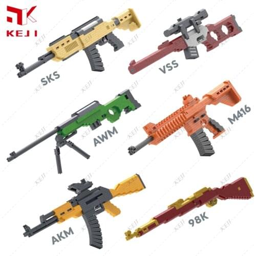 Military Gun Desert Eagle 98K AK47 M416 AWM AWM PUBG Game Weapon Model Technique Building Blocks Bricks Kits Kids DIY Gift
