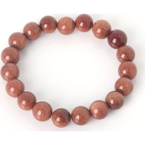 High Quality 6mm 8mm 10mm Charm Bracelet With Natural Beads Gold Sand Beaded Bracelet For Women Man Best Friend Gift