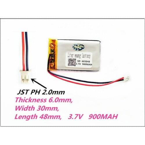 XHR-2P 2.0 603048 3.7V 900MAH Polymer rechargeable batteries 603050 MP3 MP4 MP5 DVD DVR GPS Vedio Game toys Tools 602950