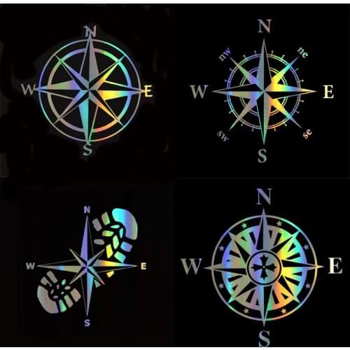 WaveHands NSWE Compass Funny Vinyl Funny Sticker Decal Reflective Laser Motorcycle Car Styling 3D Sticker Accessories