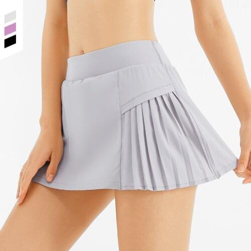Women Tennis Skorts Sport Athletic Yoga Shorts Skirt Solid Color Anti Exposure Fitness High Waist Shorts Female Sportswear