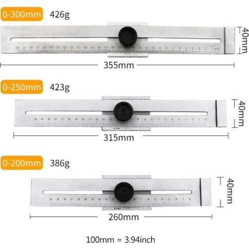 Woodworking T type Scriber Precision 0.1mm Metric Line Scribe Ruler Marking Gauge Ruler 0-200/250/300mm
