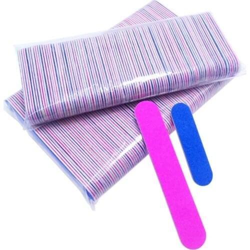 100Pcs Disposable Mini Wooden Nail File Double side 180 Nail Polish Sanding Buffer Strips Grinding Polishing Manicure Care Tools