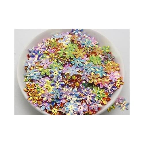 1000 Mixed Color 6-Petal Flower Loose Shimmer Sequins Paillettes 14mm sewing Wed