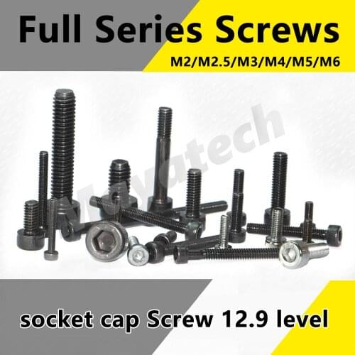 10pcs 12.9 High strength M2/M2.5/M3 allen socket head screw Hexagon Socket Head Cap Screws Hex Socket Screw carbon steel