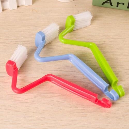 200PC Portable Toilet Brush Scrubber V-Type Cleaner Clean Brush Bent Bowl Handle