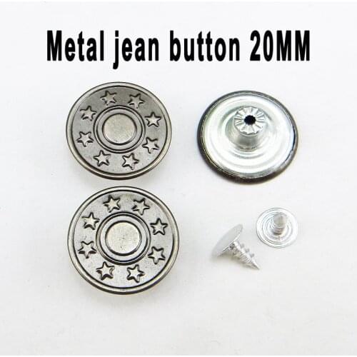 30PCS 20MM Silver Gray Metal Letter Jeans Button Fits Decoration Garment Buttons Sewing Clothes Accessories JMB-3209