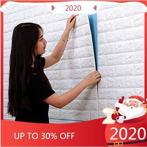 3D Brick Wall Stickers PE Foam Self-adhesive Wallpaper Peel and Stick 3D Art Wall Panels for Living Room Bedroom Background Wall