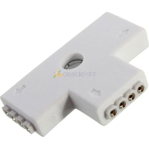 5pcs 4pin 10mm "T" type connector, RGB T Connector for 3528 5050 RGB LED Strip