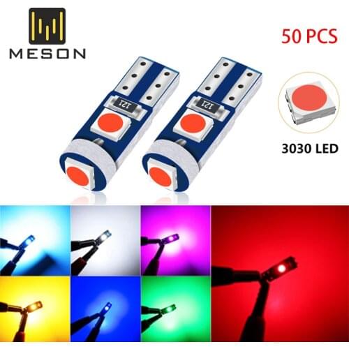 50PCS T5 W3W W1.2W 3030 LED 74 Canbus Super Interior Lights Bright Dashboard Warming Indicator Wedge Auto Instrument Lamp 12V