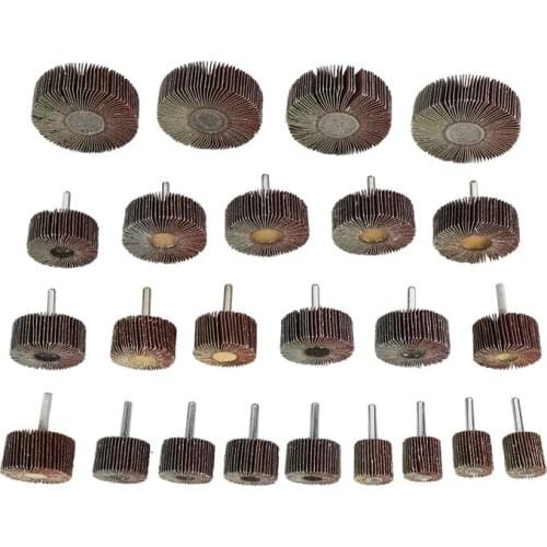 ABSF 24 Pcs 6 Sizes Sanding Flap Wheel Assortment Kit Flap Wheels with 6Mm Shank Mounted Flap Wheels Aluminum Oxide Abrasive