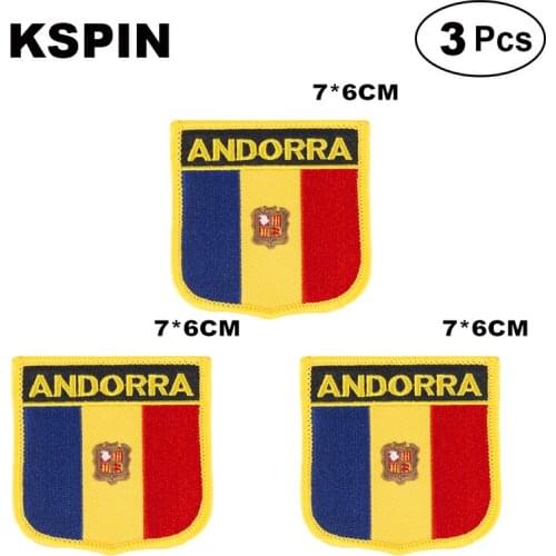 Andorra Shiled Shape flag patches national flag patches for Cothing DIY Decoration