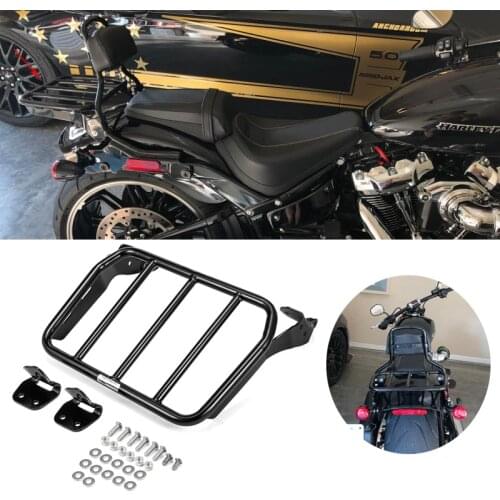 Wsen Gloss Black Rear Sport Luggage Rack For Sissy Bar Fit 2018-UP Harley Softail FLFB FLFBS FXBR FXBRS