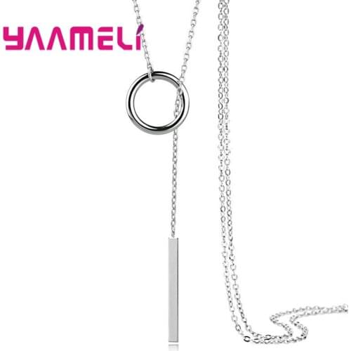 New Women Triangle/Circle Pendants Long Statement Necklaces Minimalist Sweater Chain 925 Sterling Silver Fashion bijoux femme