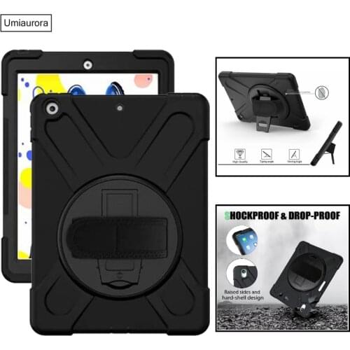 For iPad 8th 7th Gen 10.2 Case 360 Rotating Rugged Stand Hand Strap Cover Case for iPad Mini 9.7 2018 Pro 11 Air 2 3 4 10.9 2020