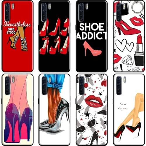 Fashion High heels Girl Case For OPPO Reno 2 Z 4 Pro A5 A9 A31 A53 2020 A1K A3S A5S A15 A52 A72 A83 F5 F7 Cover