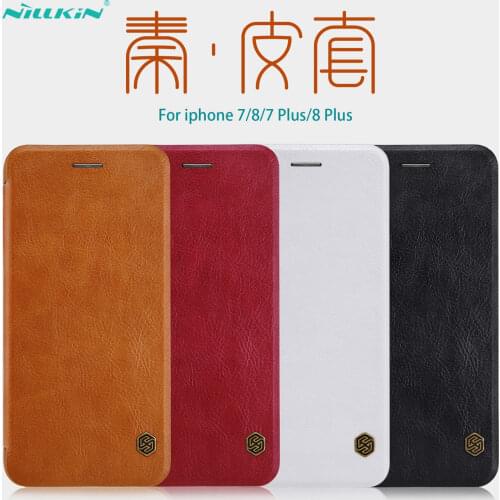 For iphone 7 8 Flip Case iphone 7+ 8+ PLUS Cover Nillkin Qin Vintage Leather Card Pocket Flip Cover For iphone 8 Phone Bags