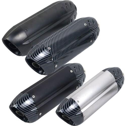 Black/Carbon 36-51mm Universal Motorcycle Exhaust Muffler Pipe 370mm Moto Dirt Pit Bike Scooter For Honda R1 R3 FZ6 Nmax MT07