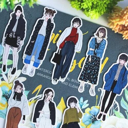 19PCS Cute girl stickers DIY scrapbooking album journal happy planner crafts decorative stickers package