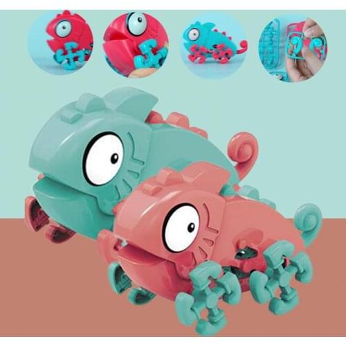 Creative Small Size Chameleon Blocks Toy Animal Design Big Eyes Toy Brick Chameleon Building Block for Kindergarten