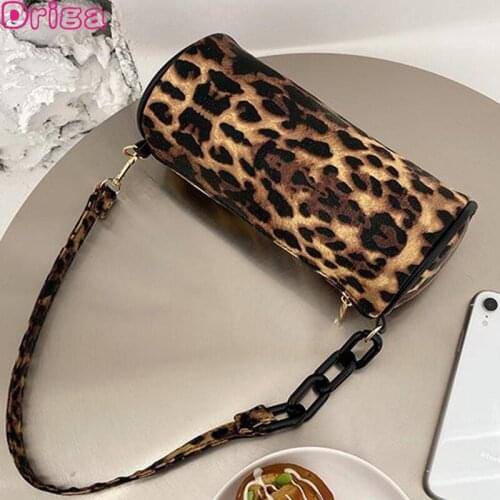 Driga Womens Messenger Shoulder Bags Leopard Print Cylinder Fashion Hansbags 2021 New Fashion High Quality Luxury Vintage Bags