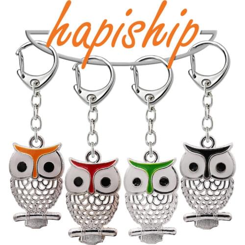 Hapiship Top New Women/Mens Fashion Handmade Colour Owl Key Chains Key Rings Alloy Charms Gifts YS006