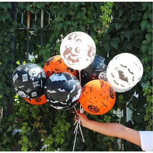 10pcs 12 inch Black Skull Shaped Latex Balloons Halloween Party Pumpkin Globos Happy Birthday Party Decorations Kids Supplies