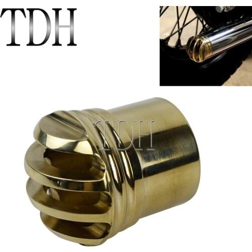 Brass Motorcycle Cage Exhaust Tips For Harley Touring Dyna Custom Bobber Chopper Cafe Racer w/ 1 3/4" Diameter Pipe Universal