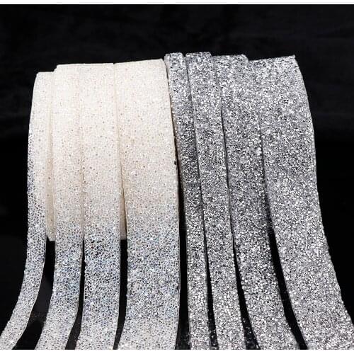 1 Yard 3Size Sewing Trim Crystal Motif Rhinestone Tape Applicator Ribbon With Rhinestones Iron On Appliques Hotfix Strass Sewing