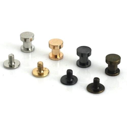 10pcs Metal Binding Chicago Button with Screw Back Double Head for Leather Purse Bag Strap Leather Craft Belt Wallet Fasteners