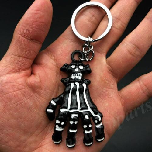 3D Metal Black Skull Evil Head Hand Keyring Keychain Key Chain Ring