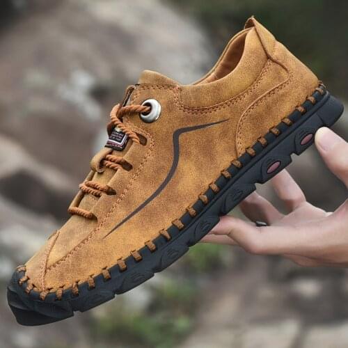 Luxury Brand Men Genuine Leather Casual Shoes Men Lace Up Flats Flexible Comfortable Handmade Moccasins Men Sewing Shoes Size 14