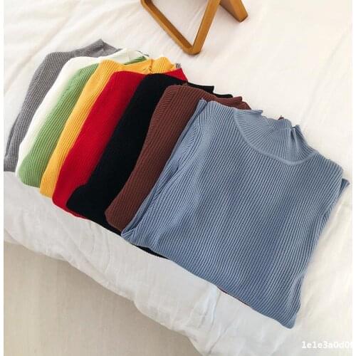 Autumn Winter Sweaters For Women 2020 New Half-Turtleneck Versatile Pullover Slim Body Fashion Young Lady Base Knit Sweater Top