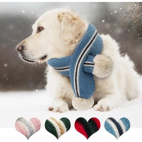 Dog Cat Scarf Collar Warm Winter Puppy Cat Knitting Scarf Necktie Adjustable Pet Accessories For Medium Large Dogs Pet Products