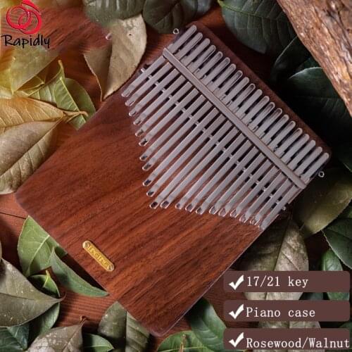 17/21 Key Kalimba Finger Piano African Red Sandalwood/Hedgehog Red Sandalwood/Walnut with Pickup Sac Pour Kalimba Hokema Musical