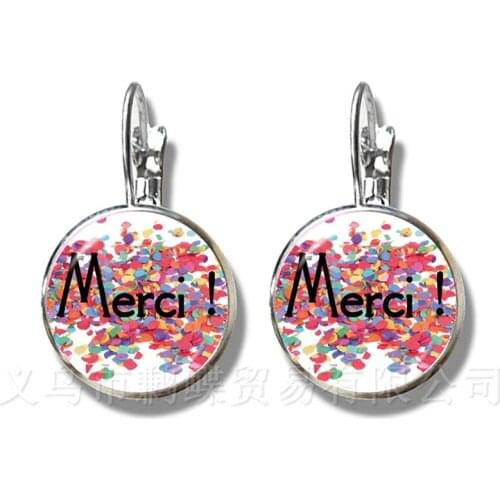 Teachers Gifts Handmade Earrings 16mm Glass Cabochon Super Maitresse Merci Maitresse Stud Earrings For Women Girls Best Gift