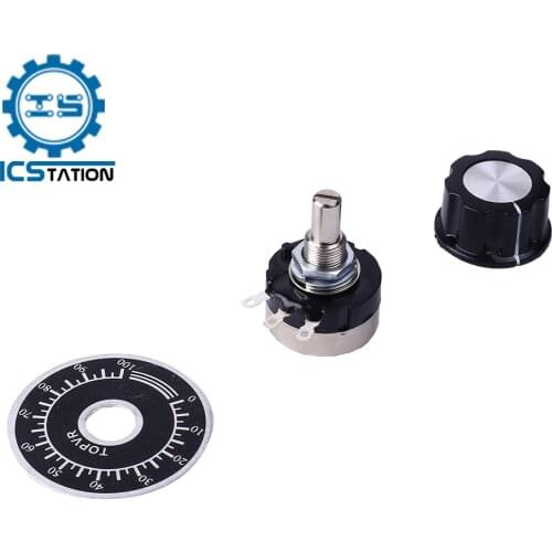 2Pcs 3Pin Single Turn Potentiometer 1K 5K 10K 50K Audio Volume Control Pot Switch Carbon Film Potentiometers with Knob Cap